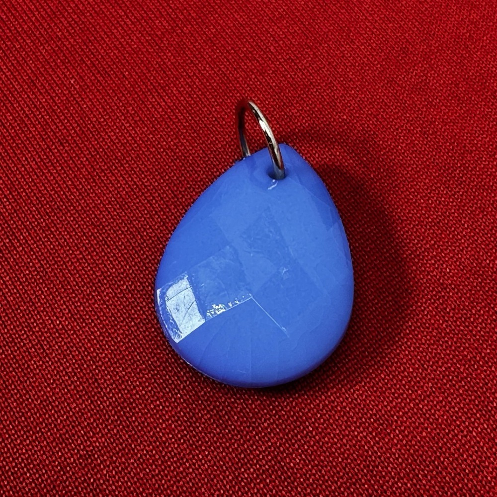 Vintage Vibrant Blue Plastic Tear Drop Shaped Pendant Charm
